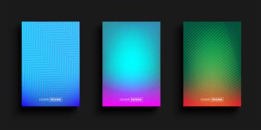 Asgari dinamik kapak tasarımı için çizgi gradyanı desenli parlak renk desenli arkaplanın vektör çizimi.