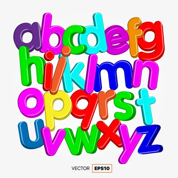 楽しいスタイルのフォントデザイン 子供っぽいアルファベットの文字ベクトルイラスト — ストックベクタ