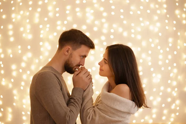 Zwei Fröhliche Schöne Süße Zarte Schöne Entzückende Niedliche Romantische Ehegatten — Stockfoto