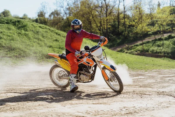 Ekstremalne Adrenaliny Motocross Jeździec Akcji Motocrossowy Sport Aktywny Tryb Życia — Zdjęcie stockowe