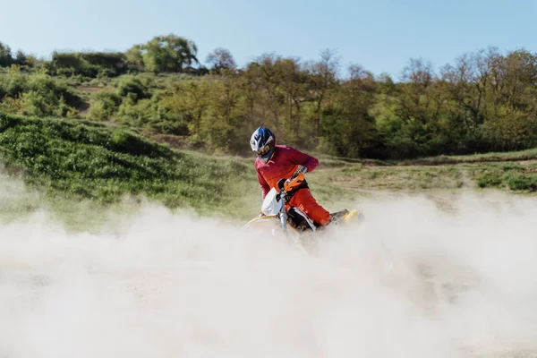 Ακραία Και Αδρεναλίνη Μοτοκρός Αναβάτης Δράση Motocross Άθλημα Ενεργός Τρόπος — Φωτογραφία Αρχείου
