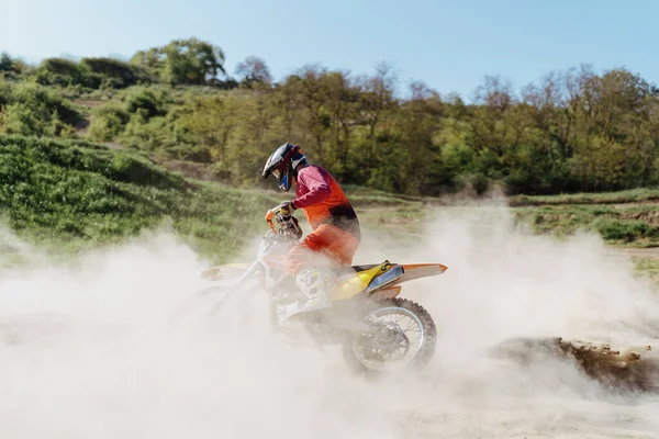 Ekstremalne Adrenaliny Motocross Jeździec Akcji Motocrossowy Sport Aktywny Tryb Życia — Zdjęcie stockowe