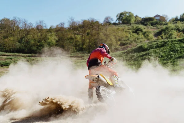 Extrém Adrenalin Motocross Lovas Akcióban Motocross Sport Aktív Életmód Repülő — Stock Fotó