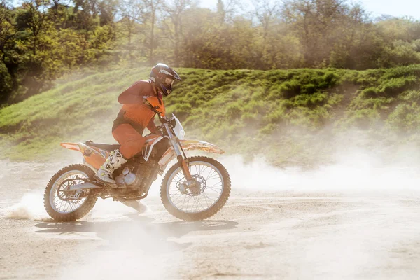 Extrém Adrenalin Motocross Lovas Akcióban Motocross Sport Aktív Életmód Repülő — Stock Fotó
