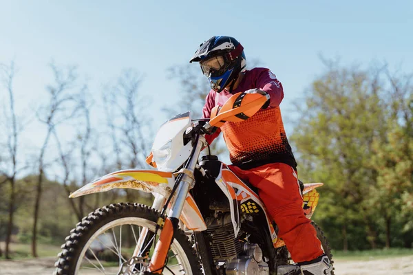 Extreme Adrenaline Motocross Rijder Close Portret Motocross Sport Actieve Levensstijl — Stockfoto