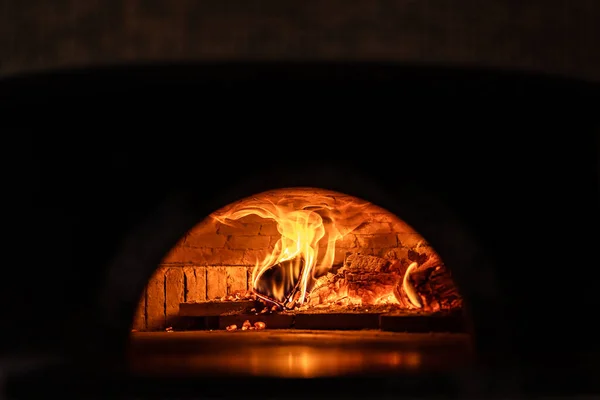 Pizza Concept Preparing Traditional Italian Pizza Long Shovel Pizza Baking — Stock Photo, Image