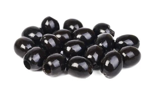 Black pitted olives isolated on white — Stock Photo, Image