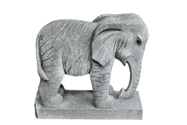 Elefantenstatue aus grauem Stein isoliert auf weißem Grund — Stockfoto