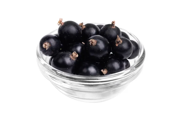 Fresh blackcurrant in glass bowl isolated on white — Stock Photo, Image