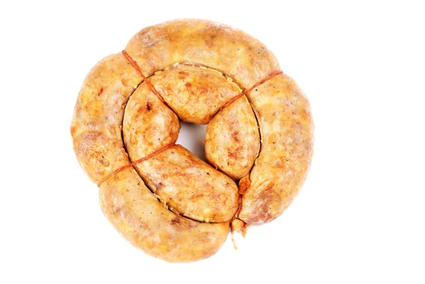 Sausage from the pork stuffing isolated on a white background — Stock Photo, Image
