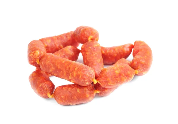 Mini sausages isolated on white background — Stock Photo, Image