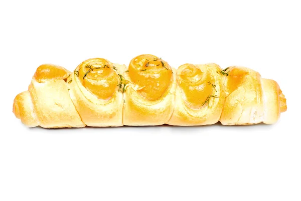 Fokhagymás kenyér roll elszigetelt fehér background. — Stock Fotó
