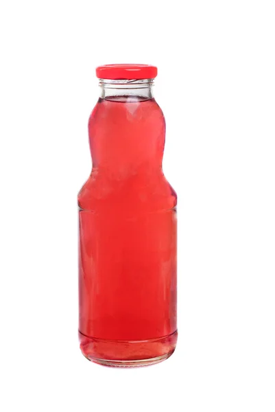 Flasche roten Saft isoliert auf weißem Hintergrund — Stockfoto