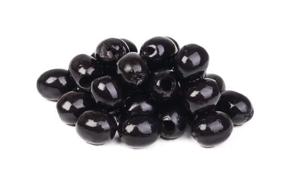 Black pitted olives isolated on white — Stock Photo, Image