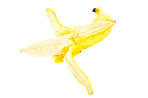 Open banana isolated on white background — Stock Photo, Image