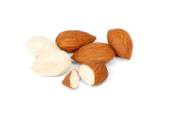 Dried almonds isolated on a white background — Stock Photo, Image