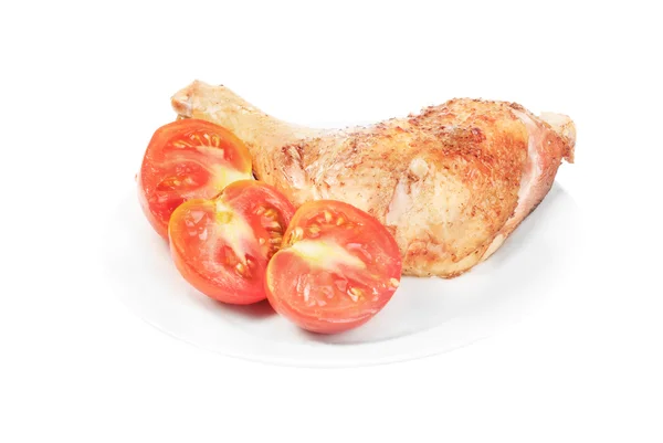 Τηγανητό κοτόπουλο πτέρυγα με ντομάτα — Φωτογραφία Αρχείου