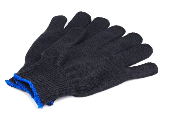 Werk handschoenen zwarte kleur geïsoleerd op witte achtergrond — Stockfoto