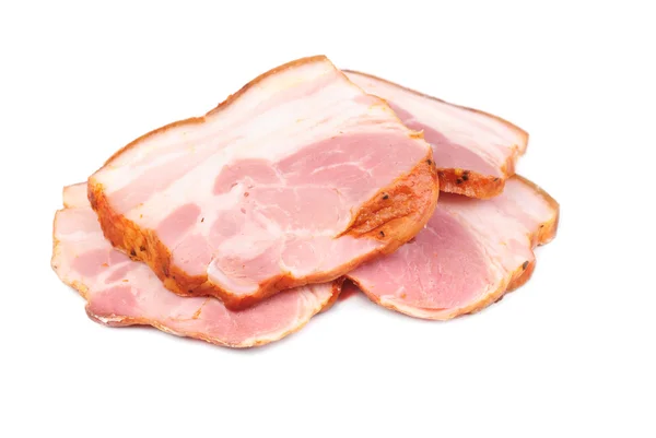 Fleisch in Scheiben geschnitten auf weißem Hintergrund — Stockfoto