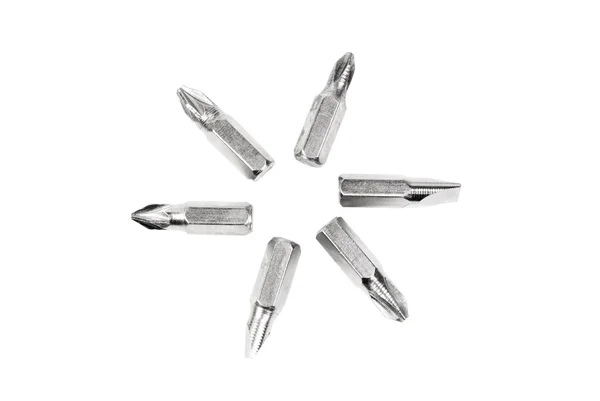 Screwdriver bits isolated on white background — Stock Photo, Image