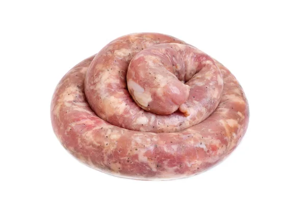 Raw sausage isolated on white  background — Stock Photo, Image