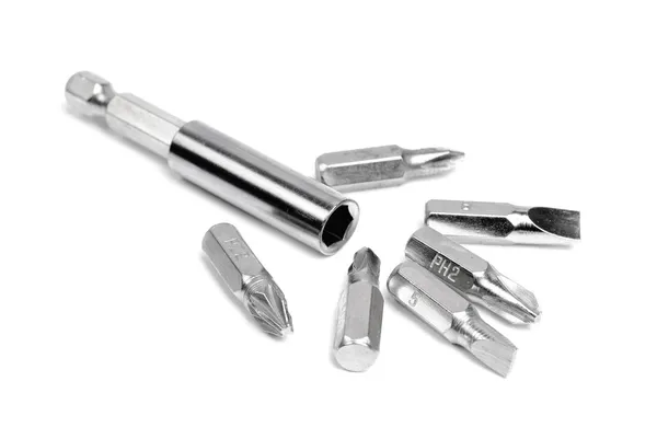 Screwdriver bits isolated on white background — Stock Photo, Image