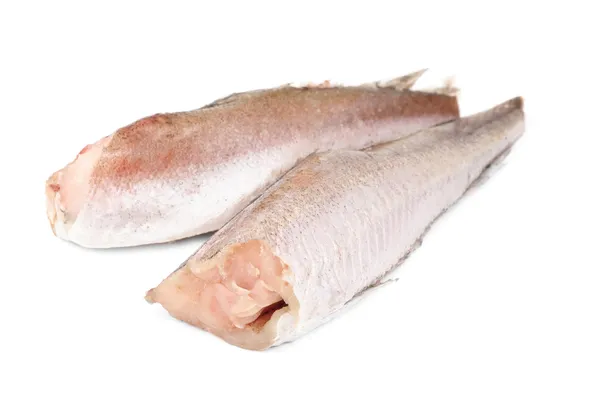 Fagyasztott hal szürke tőkehal elszigeteltség fehér Jogdíjmentes Stock Képek