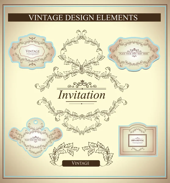 Set di elementi di design vintage — Vettoriale Stock