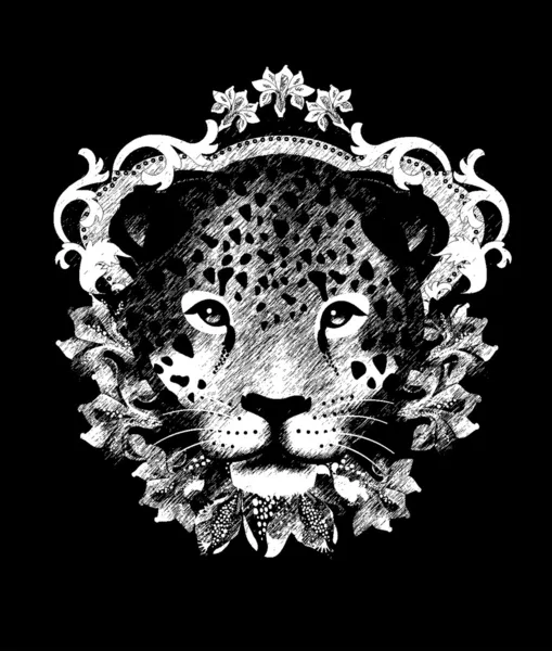 Leopardo, diseño camiseta — Vector de stock