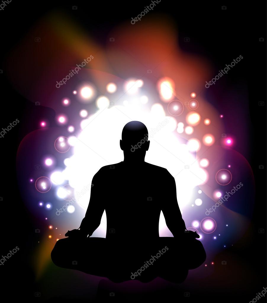 Man Silhouette Doing Yoga Meditation