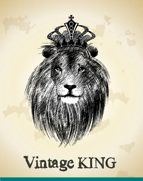 Vintage Lion King — Stock Vector