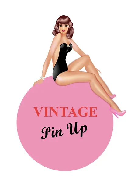 Vintage pin hasta chica — Archivo Imágenes Vectoriales