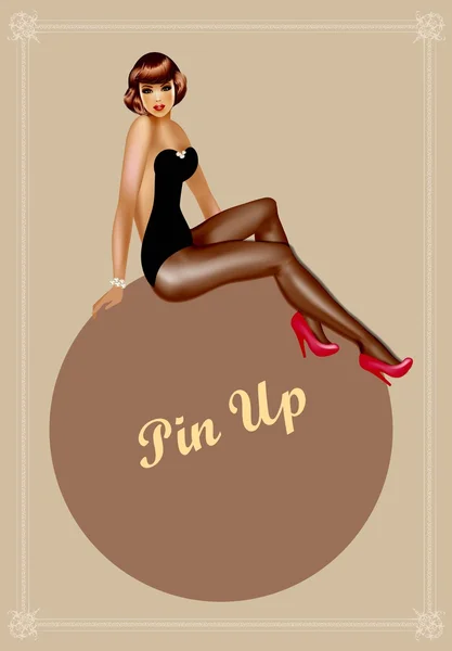 Cartaz vintage Pin Up Girl — Vetor de Stock