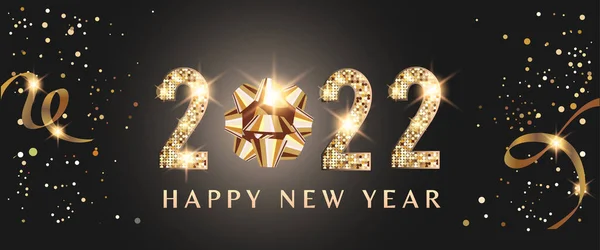 2022 Glittering New Year Card Sfondo Festivo Oro Scintillante — Foto Stock