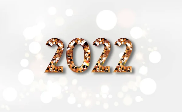 2022 Glittering New Year Card Festive Sparkling Gold Background — Stock Photo, Image