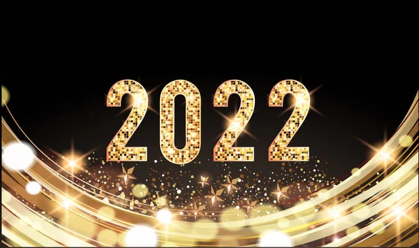 2022 Tarjeta Año Nuevo Brillante Fondo Oro Brillante Festivo —  Fotos de Stock
