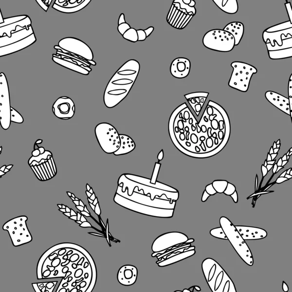 Monochromatic bakery seamless pattern — Stock Vector