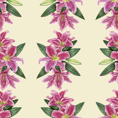 lily çizilmiş seamless modeli