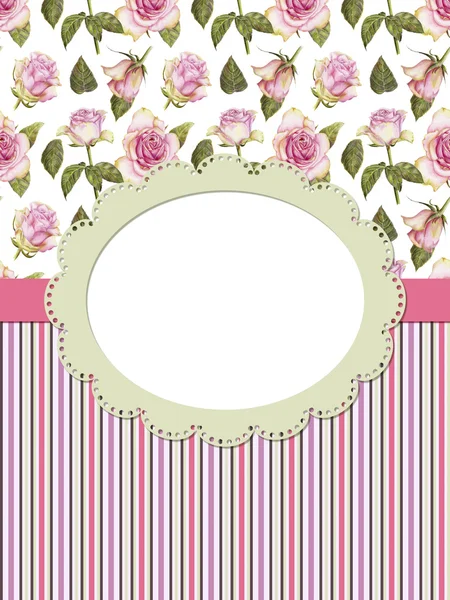 Card with roses and frame — Stock Photo, Image