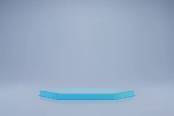 Pódio hexágono azul claro 3D no fundo pastel — Vetor de Stock