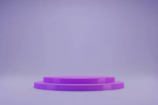 3D pastel paarse dubbele cilinder podium op lichte lila achtergrond — Stockvector