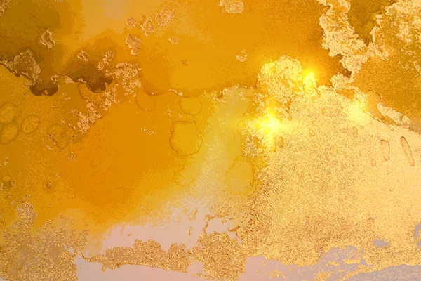 Oro, y la textura de mármol de tinta de alcohol abstracto amarillo soleado — Vector de stock