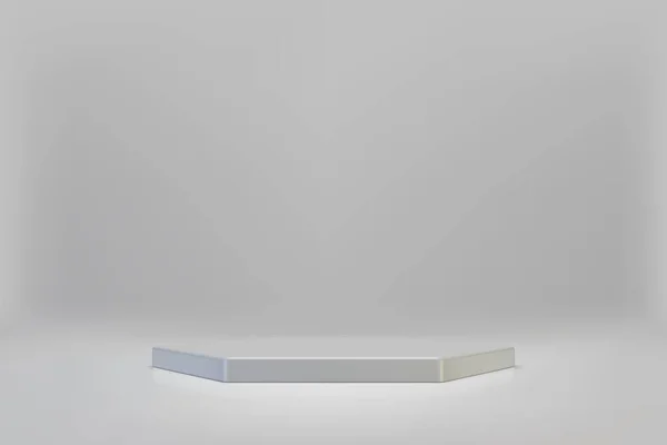 Podium hexagone blanc 3D sur fond clair — Image vectorielle
