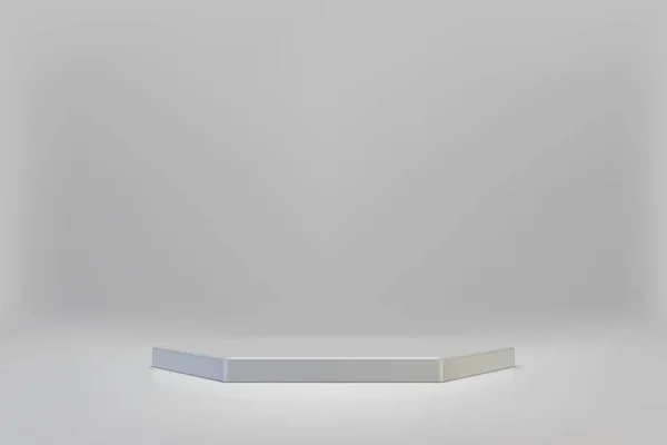 Podio de hexágono blanco 3D sobre fondo claro — Vector de stock