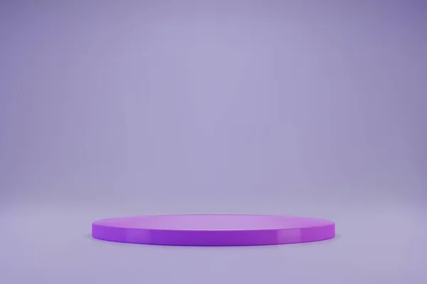 Podio rotondo viola chiaro 3D su sfondo lilla pastello — Vettoriale Stock