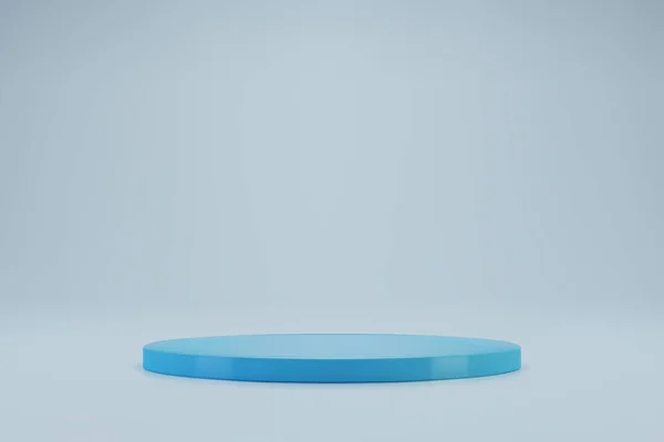3D hellblauer Kreis Podium auf pastellfarbenem Hintergrund — Stockvektor