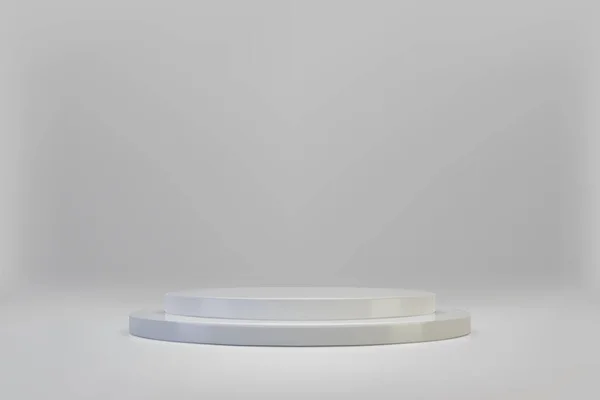 3D минимальная сцена с подиумом из белого двойного цилиндра на светлом фоне — стоковый вектор
