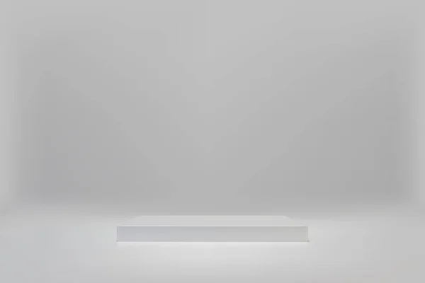 3D bianco cubo podio su sfondo chiaro — Vettoriale Stock