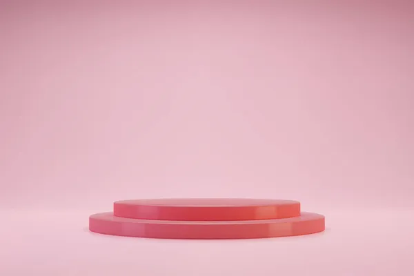 Pódio de cilindro duplo rosa pastel 3D sobre luz rosa fundo — Vetor de Stock