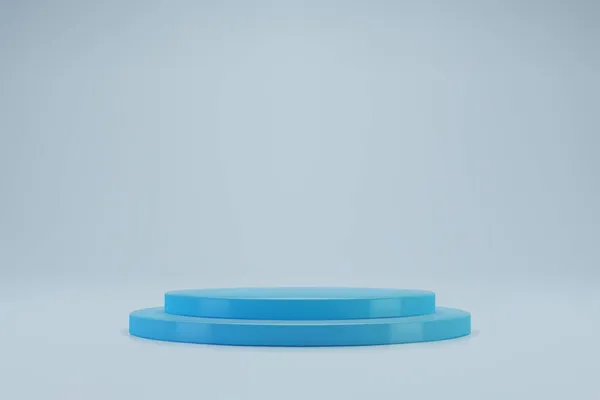 Pódio de cilindro azul pastel 3D no fundo claro — Vetor de Stock